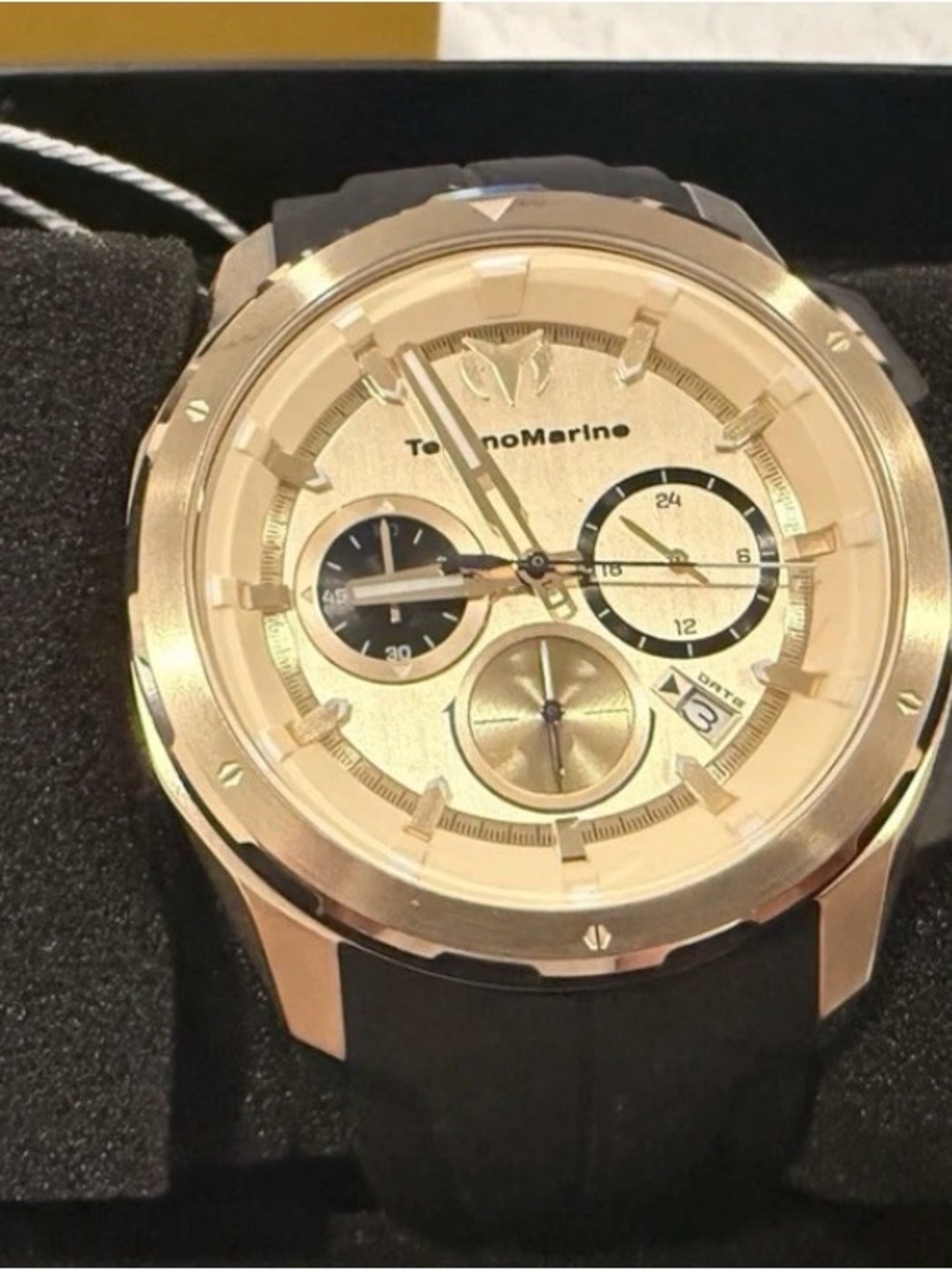 TW Steel Rose Gold Dial with Black Strap Chronograph